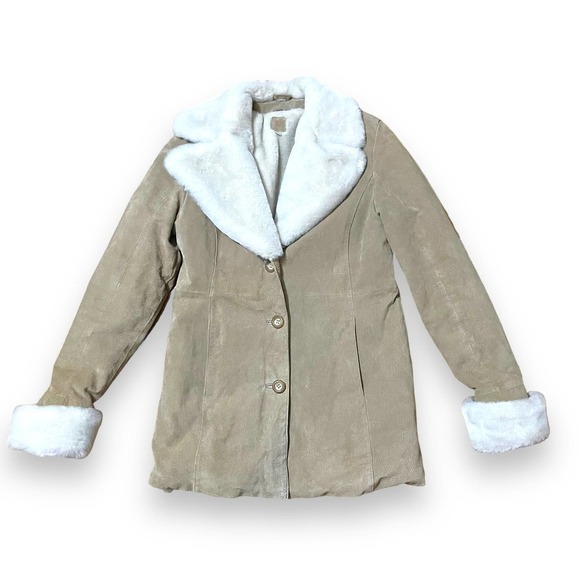 Wilsons Leather Suede Jacket, Large, Faux Fur-Lined Shawl Collar - Picture 1 of 9